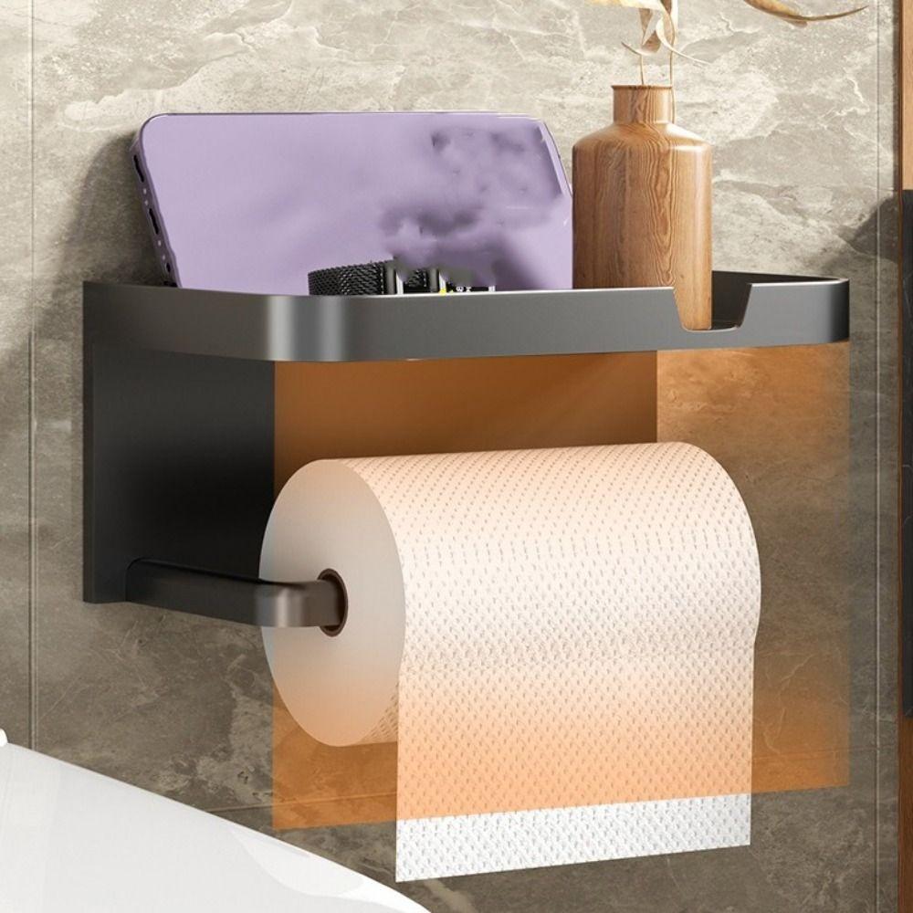 Plastic Toilet Paper Holder Wall Mounted Storage Shelf Large Toilet Paper Box  Phone Stand