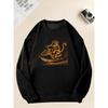 Men'S Monkey Driving Jet Casual Crew Neck Sweatshirt, Loose Fit, Slight Stretch, Solid Color, Relaxed Style, Everyday Wear, Comfortable