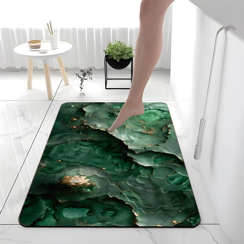 Nordic Marble Absorbent Bath Mat Bathroom Entryway Non-Slip Floor Rug Washable Square Design