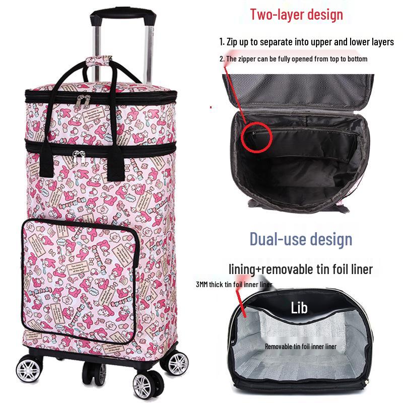 Faltbarer Einkaufswagen für Senioren mit großem Fassungsvermögen und tragbarer Aufbewahrungstasche