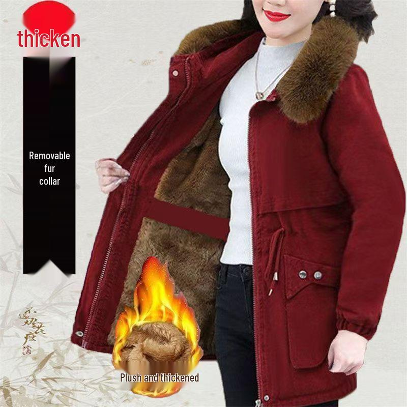 Women's Winter Velvet-Thickened Cotton Coat: 2026 Fashion, Cold-Resistant, Warm Mother's Jacket