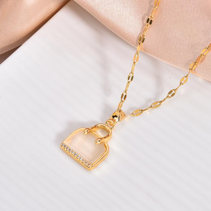 18k Gold Plated Copper Zircon Necklace: Fashionable, Non-Fading, Lightweight Clavicle Chain Jewelry
