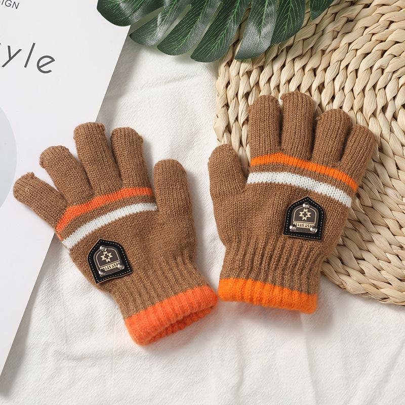 Children s Double-Layered Fingerless Winter Gloves with Brushed Lining for Warmth and Outdoor Play One Size хаки