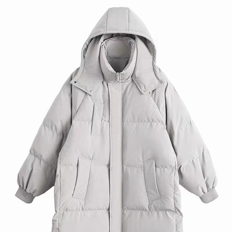 Women's Autumn Winter Mid Length Cotton Coat Over Knee Fit Thickened Loose Hooded Coat
