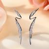 Simple Alloy Long Wing Stud Temperament Earrings Silver Wings Shape Elf Ear Cuff Earrings Jewelry Accessories Gifts
