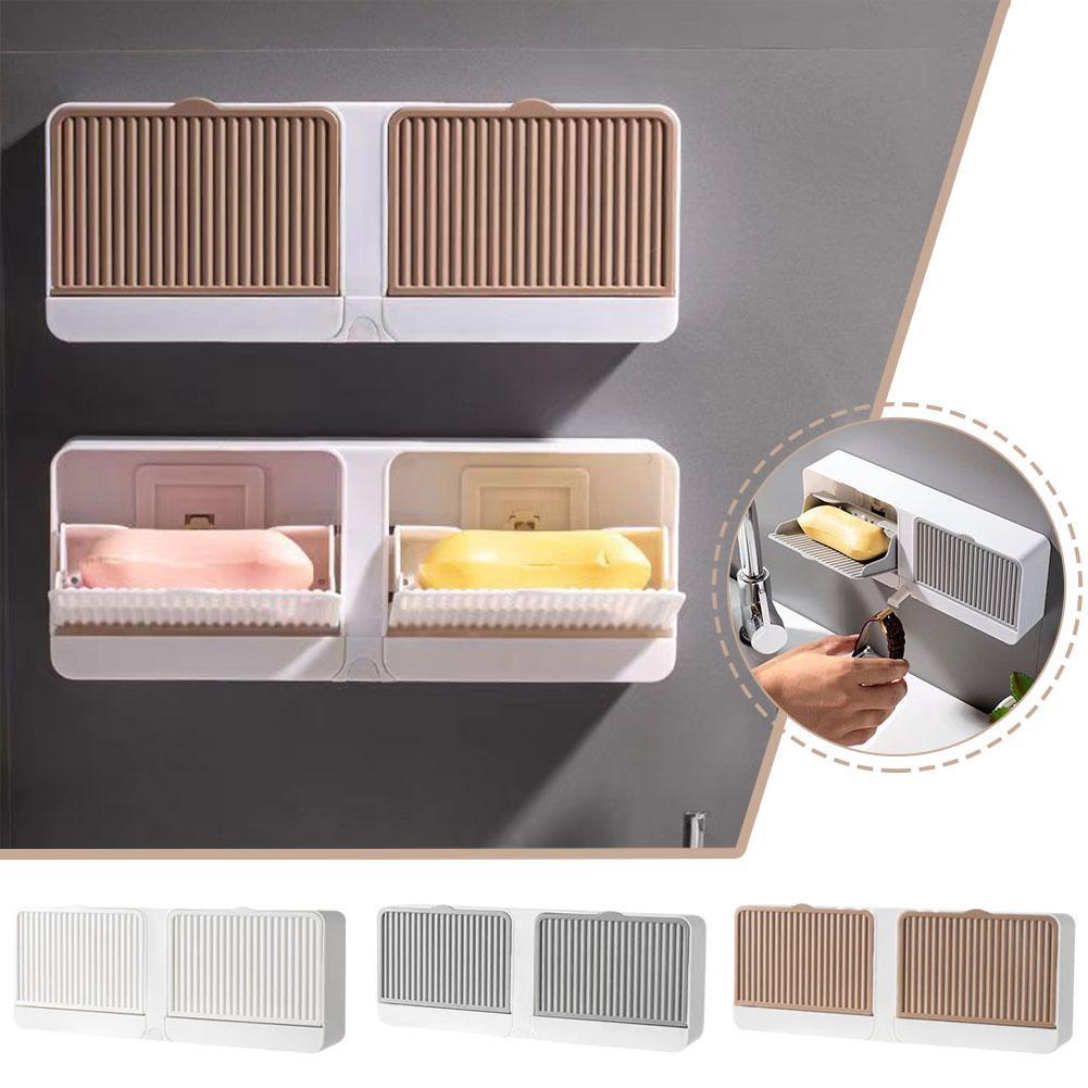 Wall-mounted soap rack, portable soap dish, bathroom accessories, double compartment