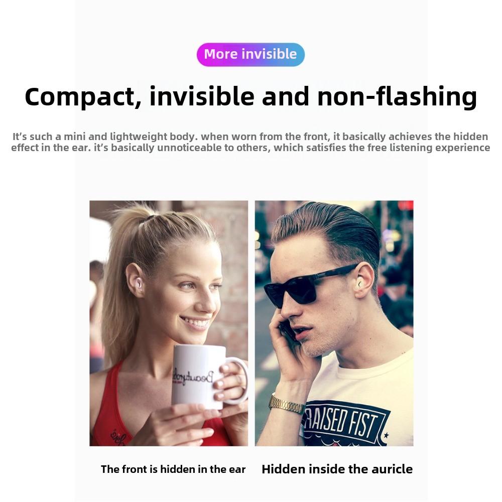 New Bluetooth Headphones Mini Invisible Non-flashing Wireless Ultra Long Endurance In-ear Noise-cancelling Headphones
