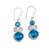 Swiss Blue Topaz Gemstone 925 Sterling Silver Handcrafted Jewelry Earrings 1.12" EE-69-2
