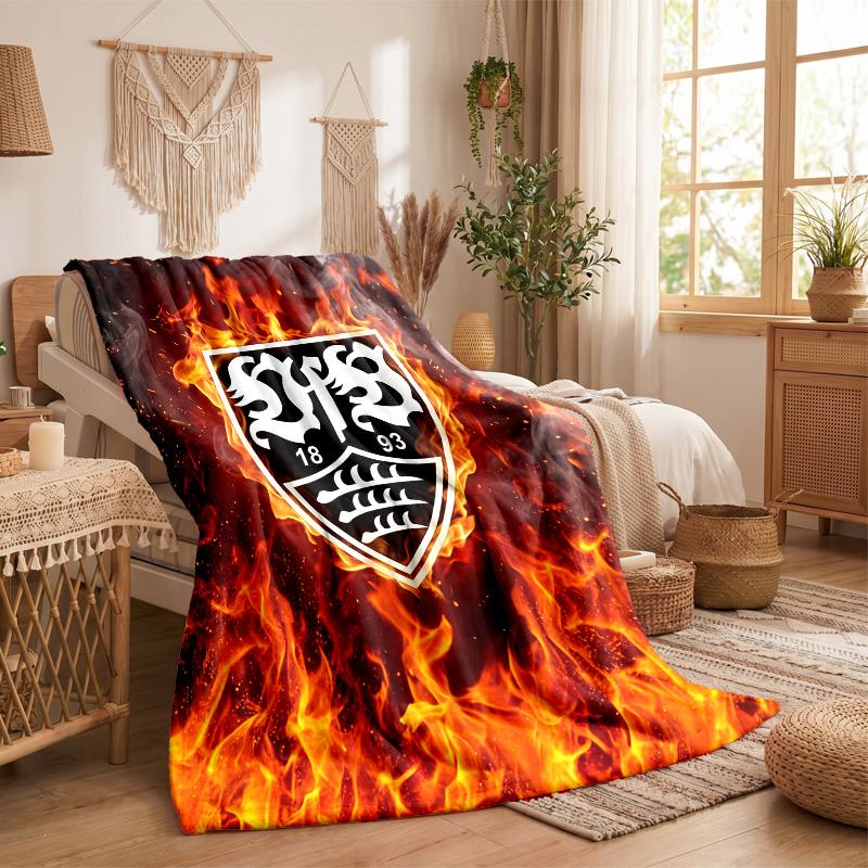 VfB Stuttgart Football Print Flannel Blanket Soft Warm Sofa Bed Throw Blanket For Home Office Bedroom