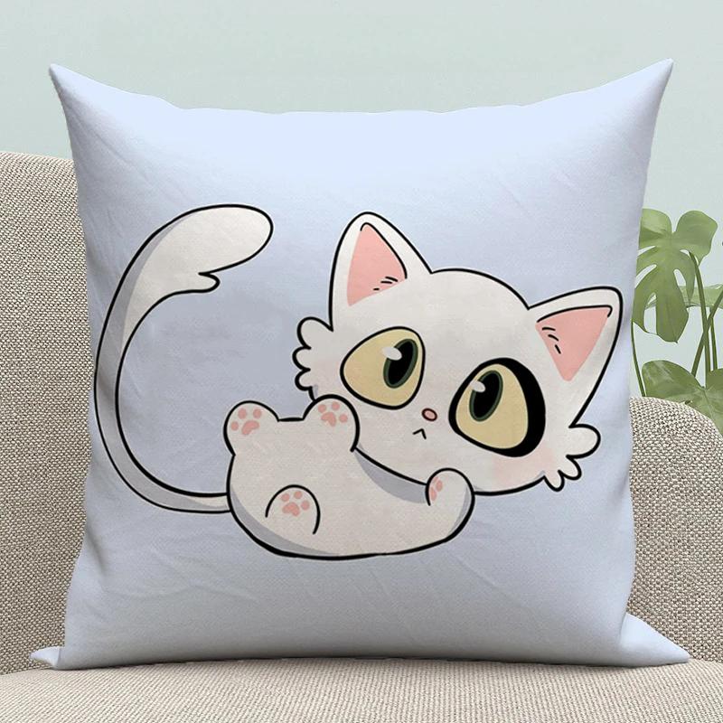 

Чехол на подушку 45*45 Черный кот и Белый кот Чехлы для подушек Декоративные диванные подушки Милая наволочка 40x40 Подушки Kawaii 45x45 30x30cm