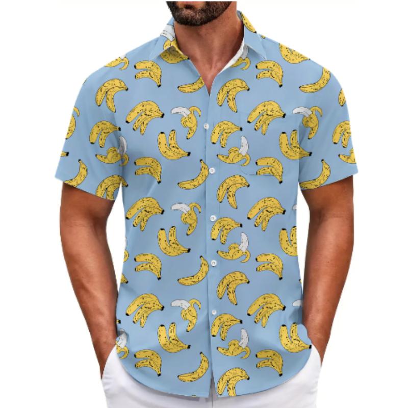 Pánská 3D košile s potiskem Jingyesi Košile s knoflíky Neformální košile Letní košile s krátkým rukávem Denní oblečení na dovolenou