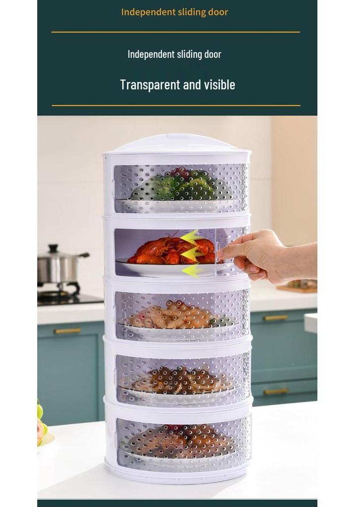 Breathable Insect-Proof Kitchen Storage Rack with Thickened Vegetable Cover and Overnight Dish Insulation