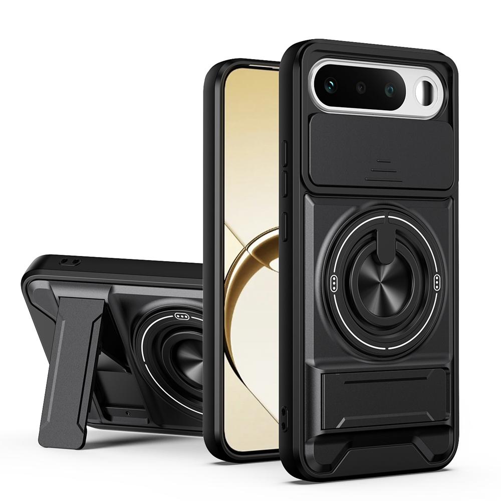 KEYSION Magnetic Phone Case for Raelme 16 5G Slide Camera Protection Upright Kickstand 360 Ring Shockproof Cover for Realme16 5G