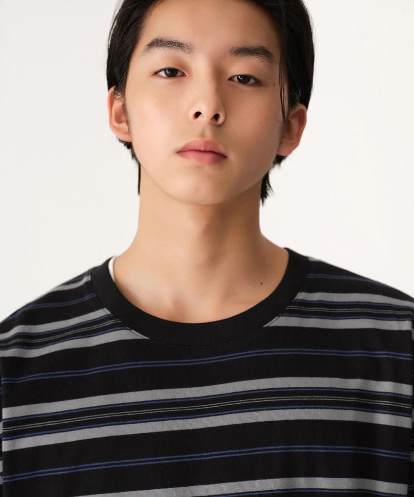 MUSINSA STANDARD Multi-Stripe Relaxed T-Shirt 3 [Black]