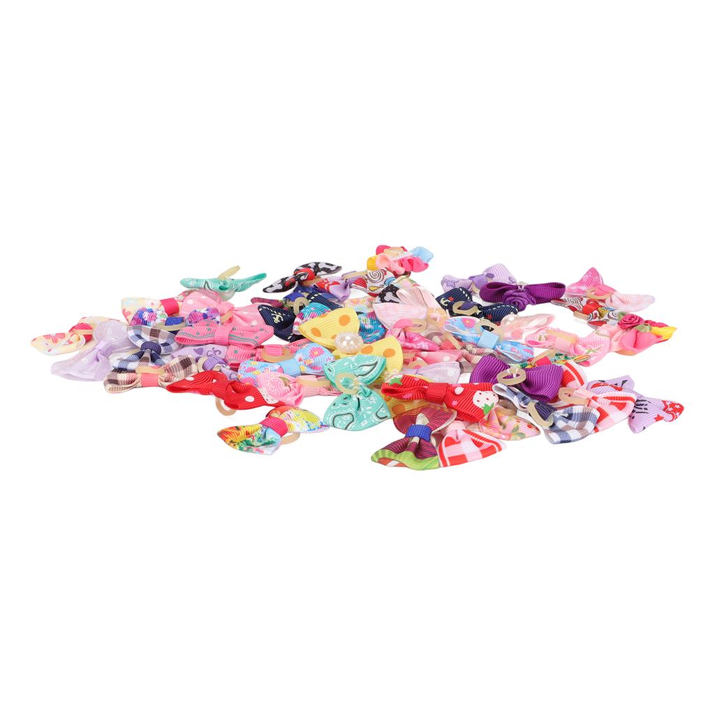50pcs Dog Hair Bows Dog Grooming Bowknots with Rubber Bands for Wedding Birthday Christmas