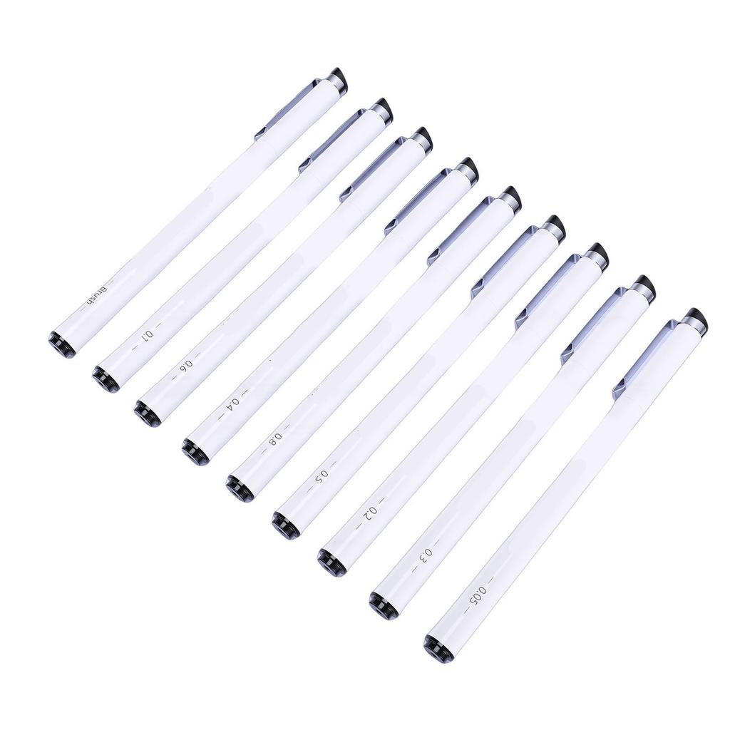 9 Pcs Micro Pen Set Black Water Proof Fineliner Pen for Drawing Sketch Comics Watercolor Calligraphy