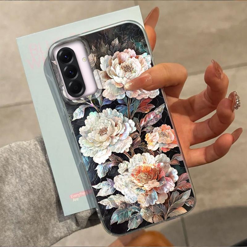 Luxury Flower Aesthetic Women Case For Samsung Galaxy A56 A16 A17 A26 A36 A06 A07 A55 A35 A25 A54 S24 S25 Ultra S22 S23 FE Cover
