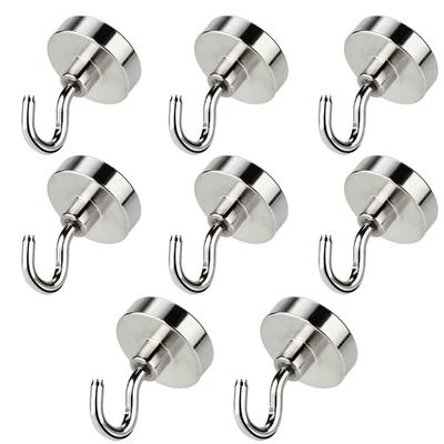 1-8 PCS Strong Neodymium Magnetic Hook Hold Up To 12kg 5Pounds Diameter 20mm  Magnets Quick Hook For Home Kitchen Workplace Etc