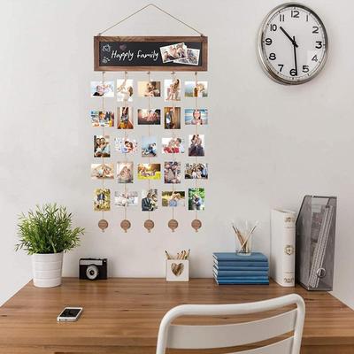 Hängende Bilderrahmen mit Schnur Wand-Foto-Display Gitter Foto-Hänger Clips Schnur Karten Foto-Display mit 30 Clips