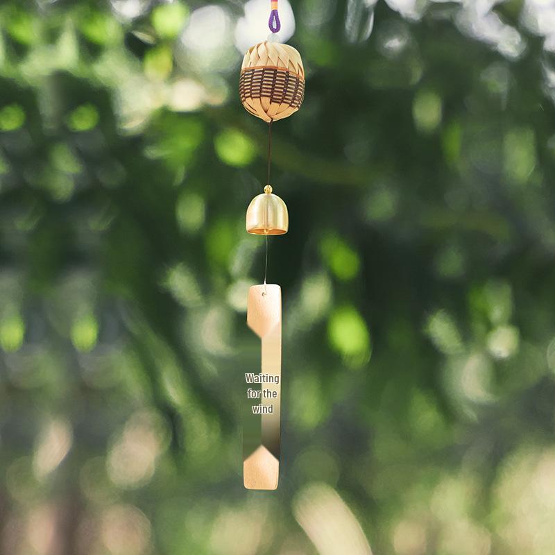 Chinese Retro Bamboo Wind Chime with Courtyard Brass Bell