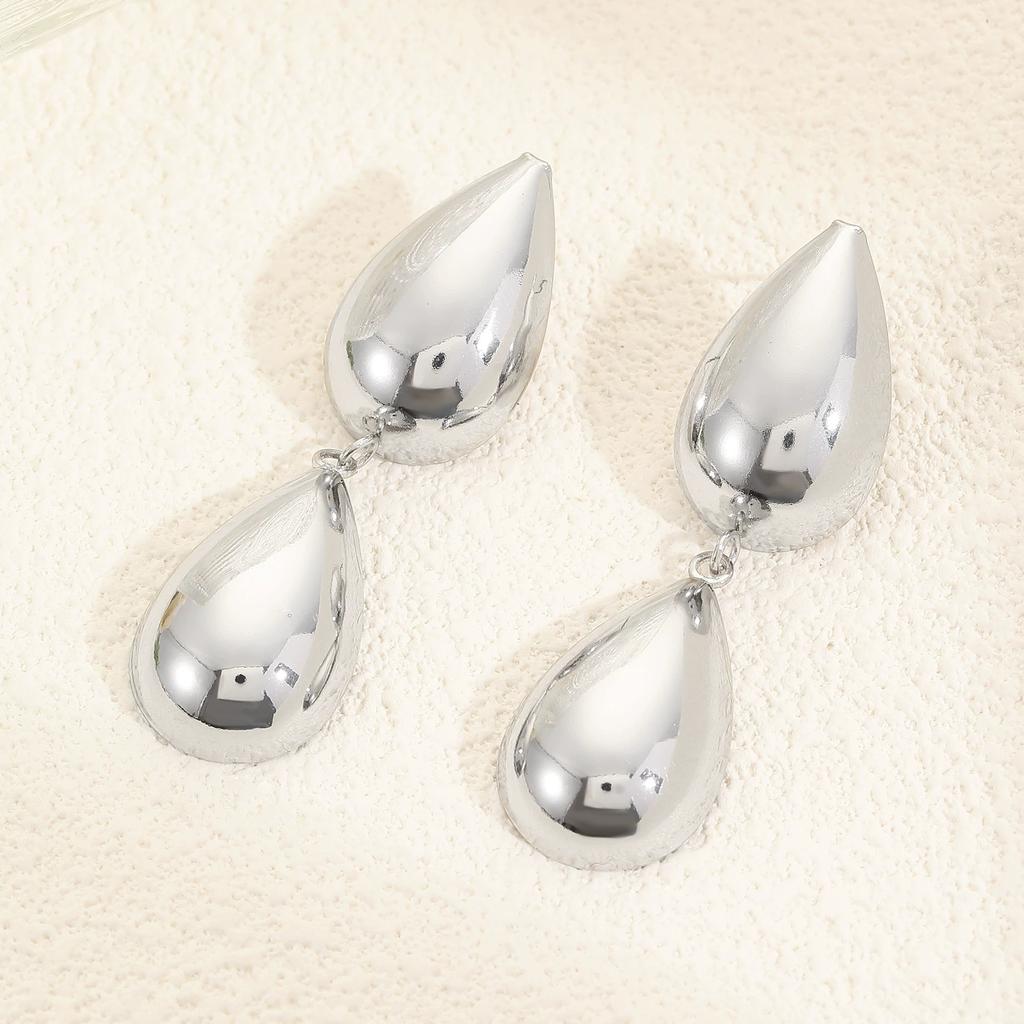 Minimalist Metal Personality Earrings Golden Silver Geometry Long Big Drop Earrings Round Leaf Water Droplet Jewelry Gifts