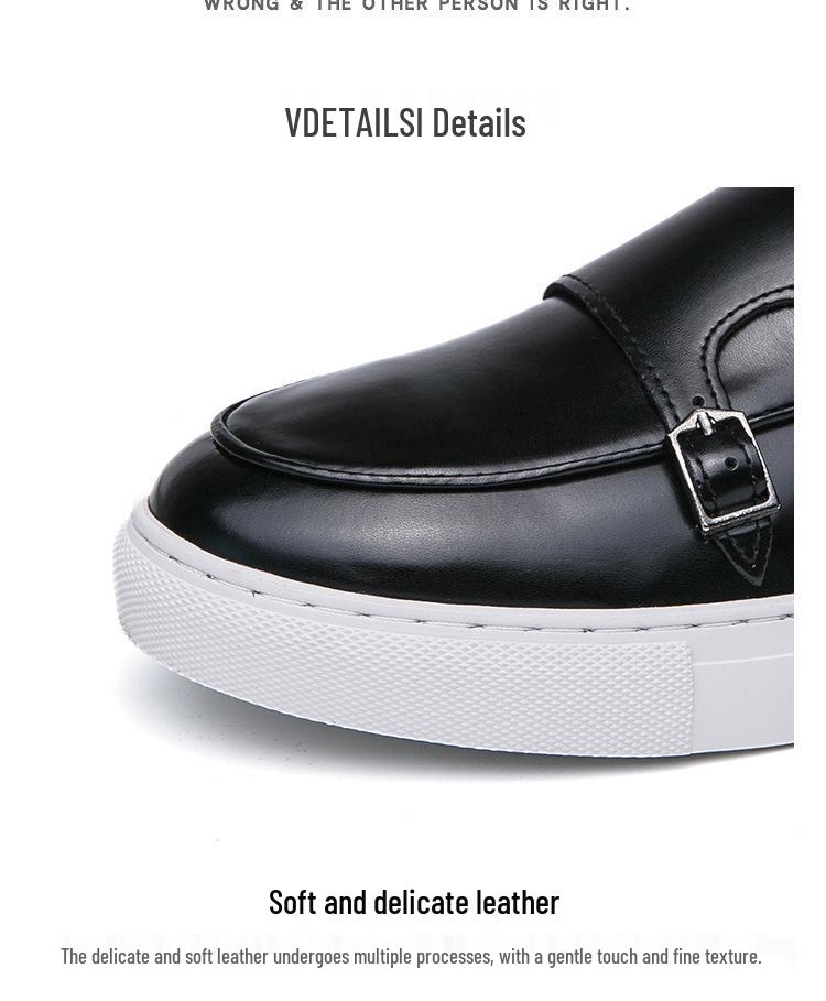 2023 Men's Plus-Size Double Buckle Casual Loafers, Low Top British Style