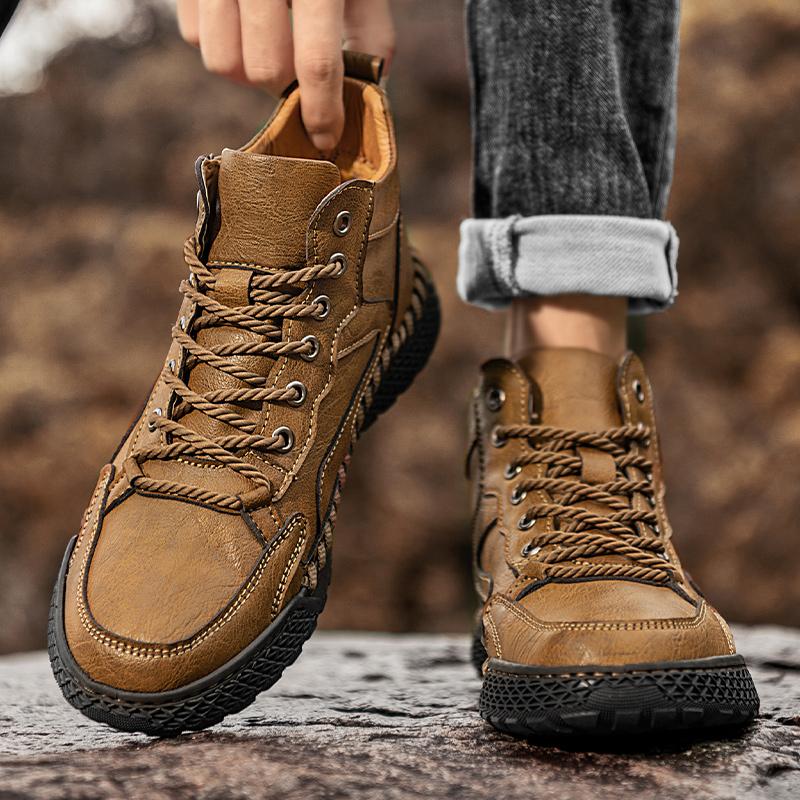 Handmade Genuine Leather Boots Men Shoes Comfortable Ankle Boots For Men Casual Shoes Outdoor Tooling Shoes