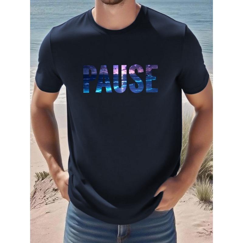 Men's T-shirt 3D Letter Printed Short Sleeved Shirt