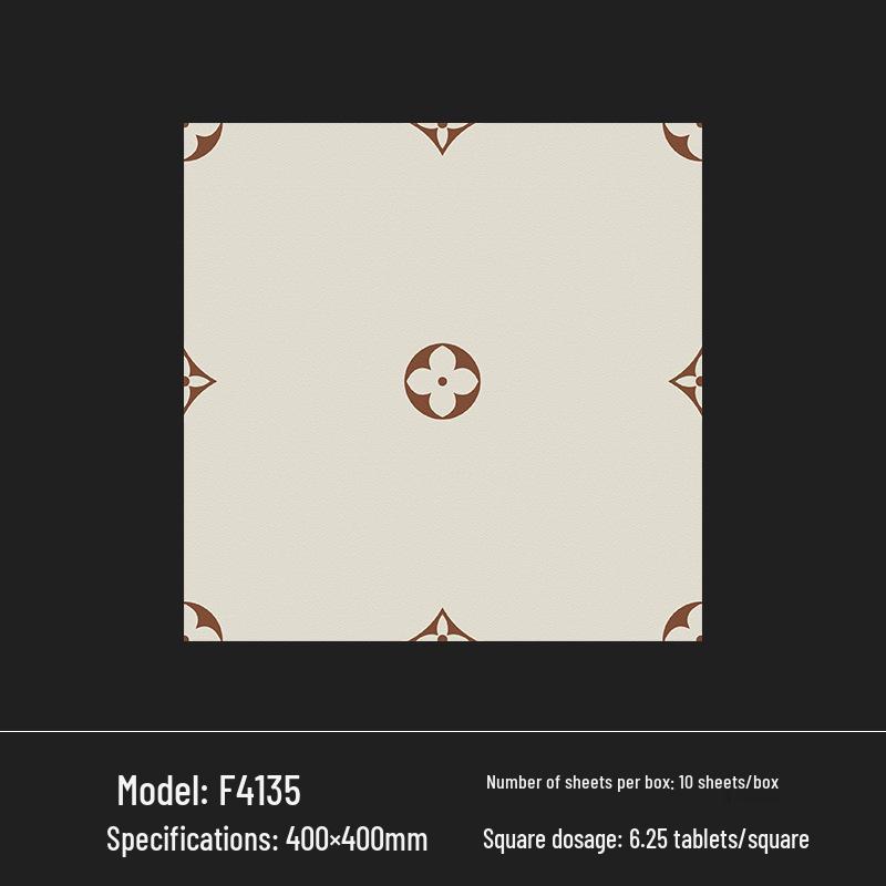 400x400 Zelená francouzská retro dlaždice s malým květinovým vzorem pro kuchyň, koupelnu, balkon a podlahu