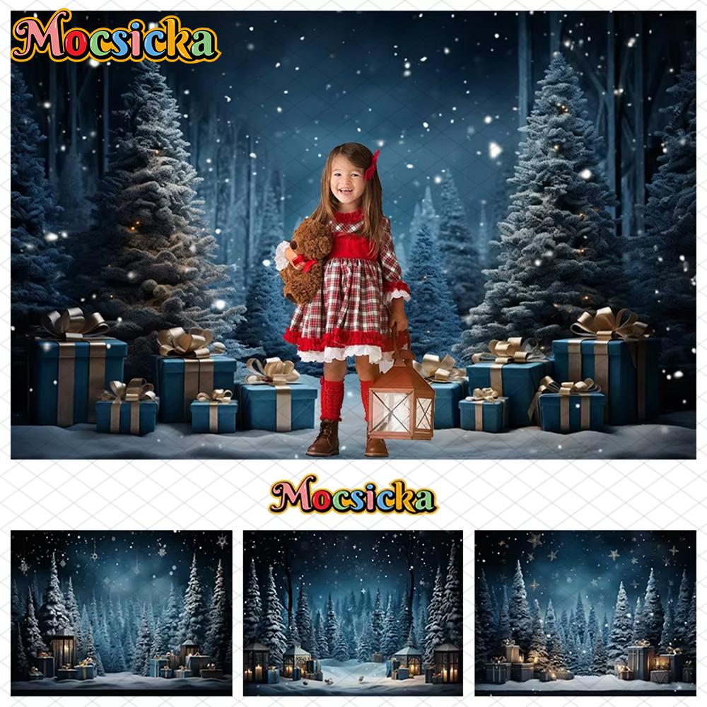 Mocsicka Christmas Tree Backdrop Photography Props Winter Snowflake Forest Decorations Children Party Photo Background Wallpaper