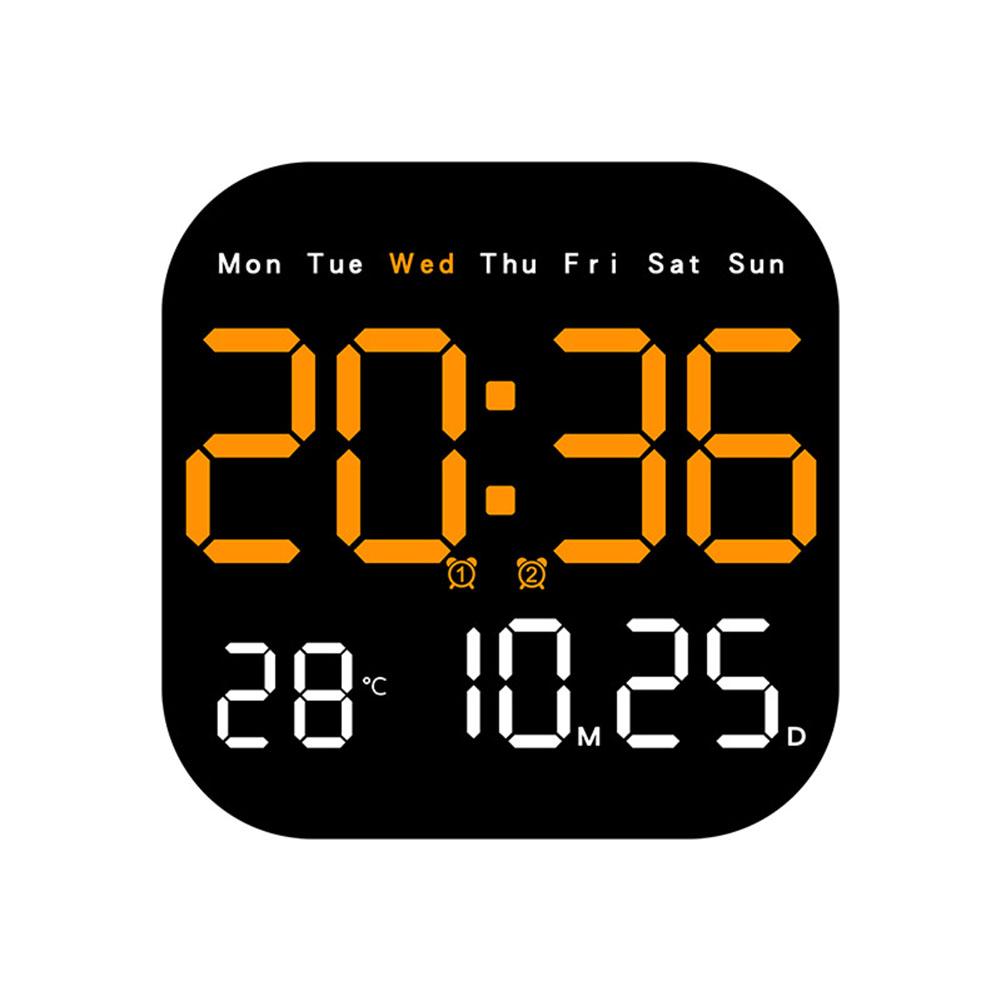 LED Wall Clock with Remote Control; Multi Functional Display Including Temperature and Countdown Features for Everyday Use