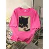 Cute Cat Enjoying Sushi Printing T-Shirts Womens Cotton Summer Oversized Tops O-Neck Short Sleeve T Shirts Street Soft Clothes