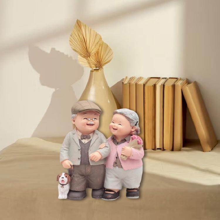 Wedding Home Decors Figurine Elderly Couple Statue Romantics Grandparents Figure Grandma Grandpa Miniature Ornament