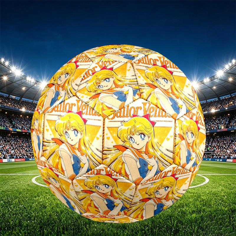 Sailor Moon Print Size 5 Soccer Ball, PU Wear Resistant Football for Match Training and Daily Practice, Birthday Gift for Soccer Fans