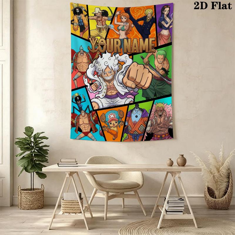 Custom Name ONE PIECE Wall Tapestry Aesthetic Wall Hanging Printed Fabric Blanket Decorative Tapestries for Bedroom Living Room Home Decor