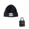 CHANEL double cLogo knitted cashmere wool hat, same style for men and women, black