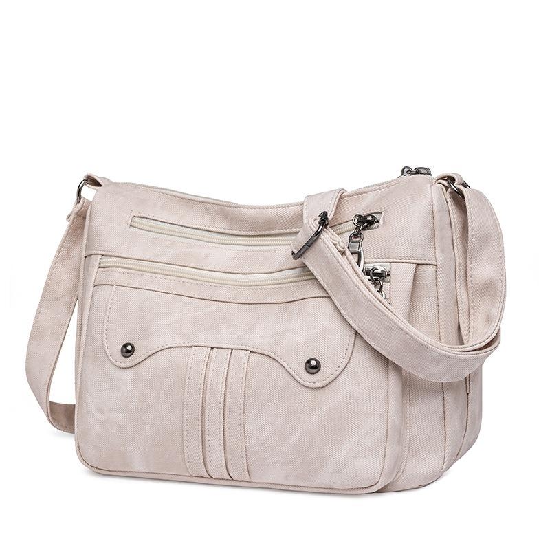 Women's bag new casual large-capacity shoulder bag washed leather messenger bag fashionable mother bag