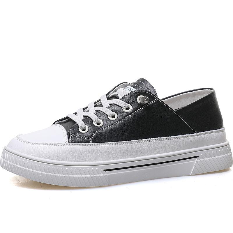 Женские туфли из коровьей кожи мало ношеные белые новые на плоской подошве легкие на одной педали студенческие универсальные повседневные 34 чёрный 4609₽