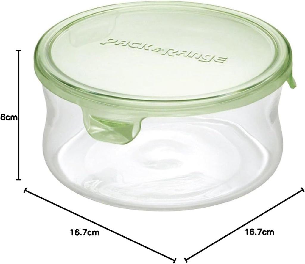 iwaki Pack Range Green Round Storage X Large Microwave and Dishwasher Safe & Container, 1.3L Capacity, 16.7 H8cm, KT7403-G, Heat-Resistant Glass,