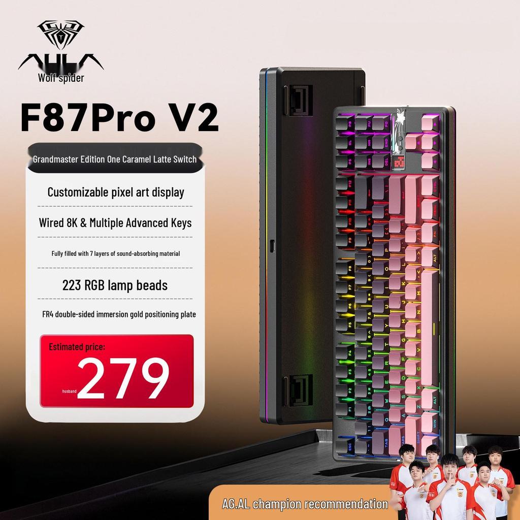 Wolfspider F87 Pro V2 Wireless Mechanical Gaming Keyboard with Bluetooth and Custom Side Engraving.