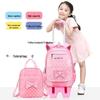 Plecak na kółkach w stylu koreańskim dla dziewcząt, w wieku 6-12 lat, klasy 1-3, 5-6 z szelkami redukującymi obciążenie.