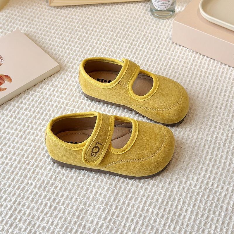 

Anti-slip Retro Leather Men s Shoes - Girls Round-toe Soft-soled Versatile Single Shoes 25 жовтий
