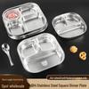 Ruhan 304 Stainless Steel 4-Compartment Meal Tray with Lid
