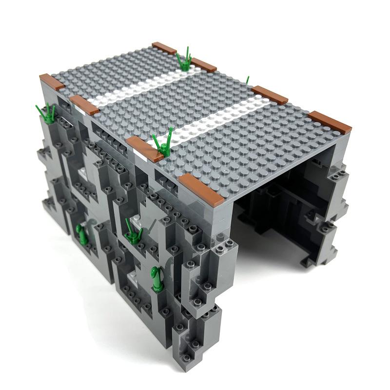MOC Train Tunnel Scene Small Particle Building Blocks with Plastic Accessories & Track