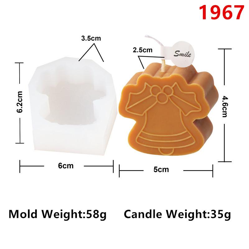 3D Christmas Silicone Xmas Bell Snowmen Gingerbread House Candle Mold DIY Cookie Gingerbread Candle Candy Fondant Baking Mold