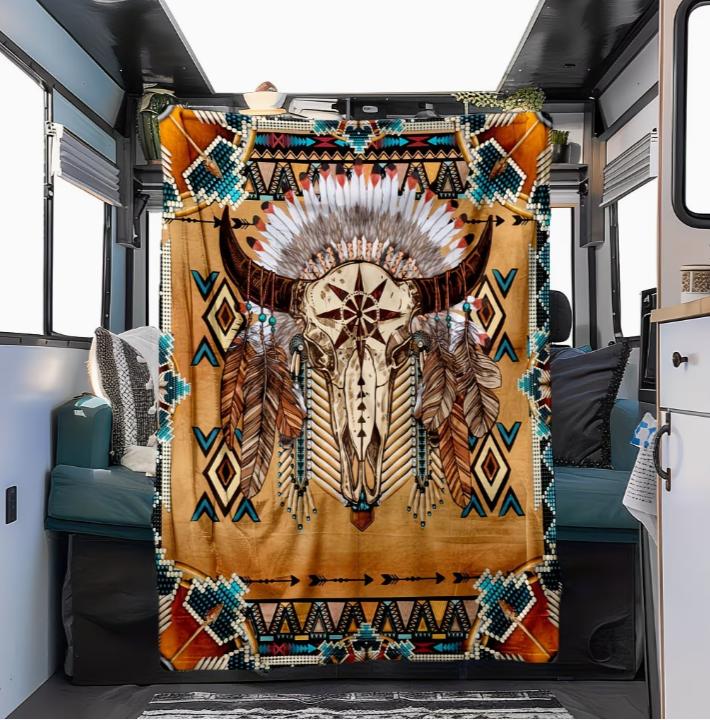 A Sheep Head Totem Printed Blanket Suitable for All Seasons Perfect As A Gift Blanket for A Camper Blankets