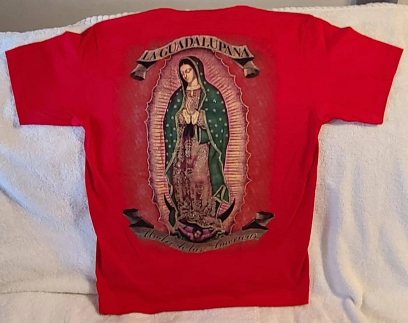

GUADALUPE VIRGIN MARY ROSE LA GUADALUPANA MADRE DE LAS AMERICAS T-shirt RED 4XL