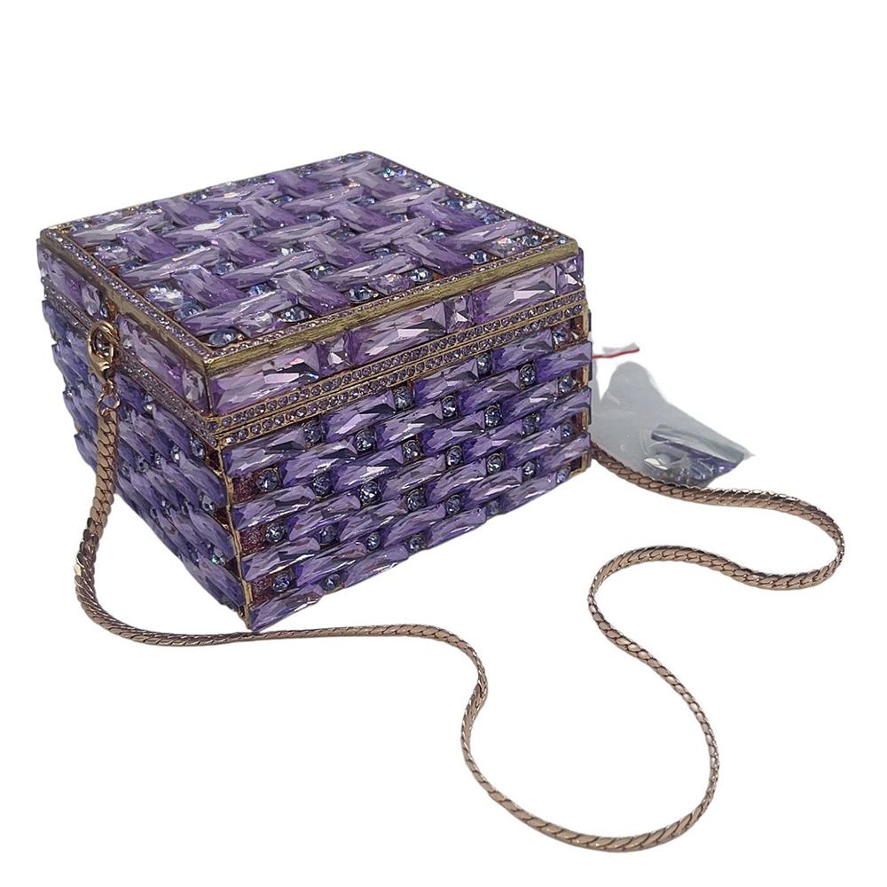 Green/Purple/Red Glass Clutch Diamond Women Box Handbgs Blue/Yellow Evening Clutches Crystal Bags Fushcia Party Bridal Clutch