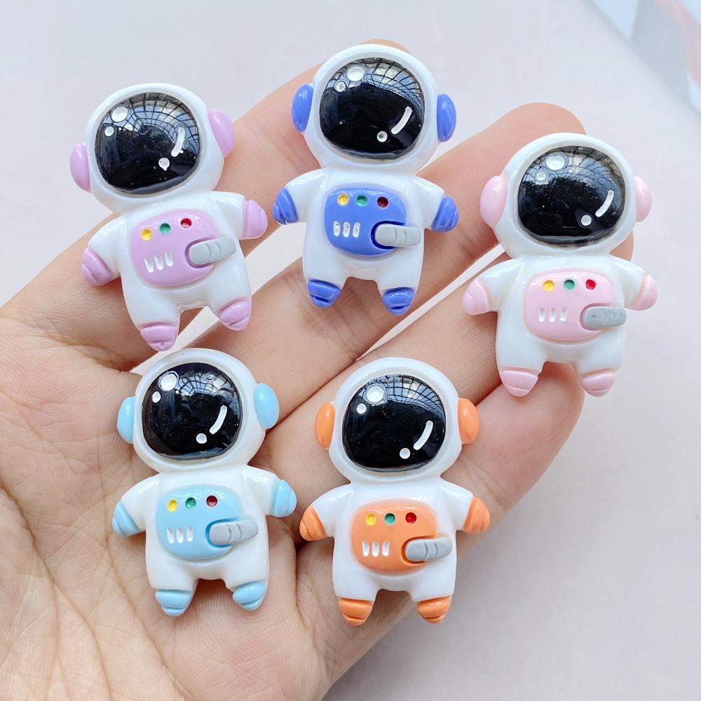 5pcs/10Pcs New Cute Resin Cartoon Astronaut Series Flat Back Scrapbooking DIY Jewelry Craft Decoration Accessories