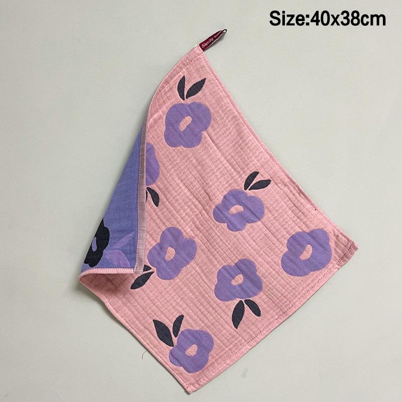 

4 Layer 38X40Cm Cotton Yarn Decorative Pure Cotton Dish Cloth Quick Dry Tea Towel Retro Floral Hand Towel Home Restaurant A9